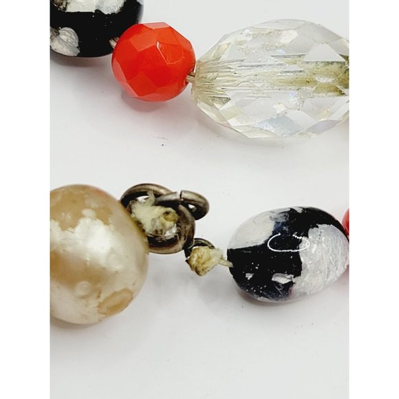 Vintage Art Glass Crystal Flapper Style Necklace (A289) - Picture 3 of 7